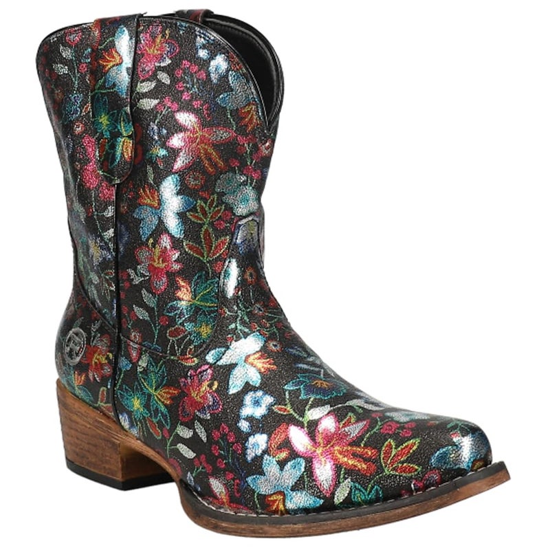 ROPER Womens Ingrid Floral Metallic Snip Toe Casual Boots Ankle Low Heel 1-2" - Multi - Size 9.5 B - Image 2
